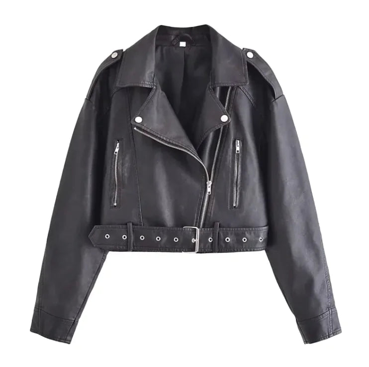 Chic Faux Leather Coat - Stylish Elegance
