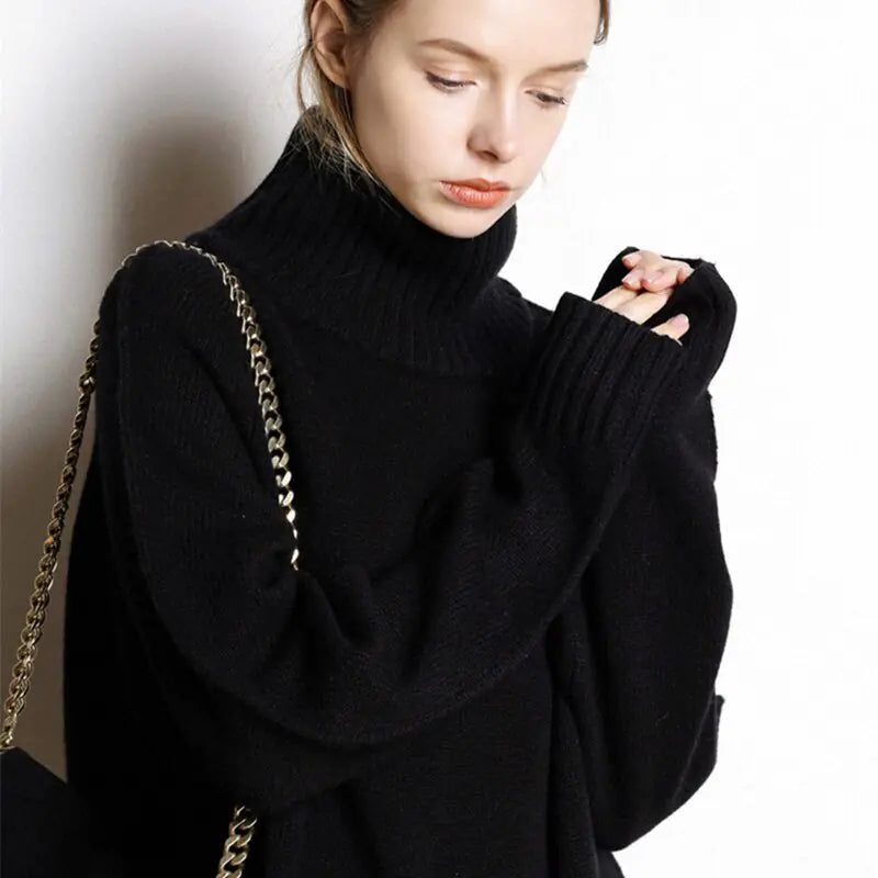 New Fall Winter Turtleneck Cashmere Sweater Dress