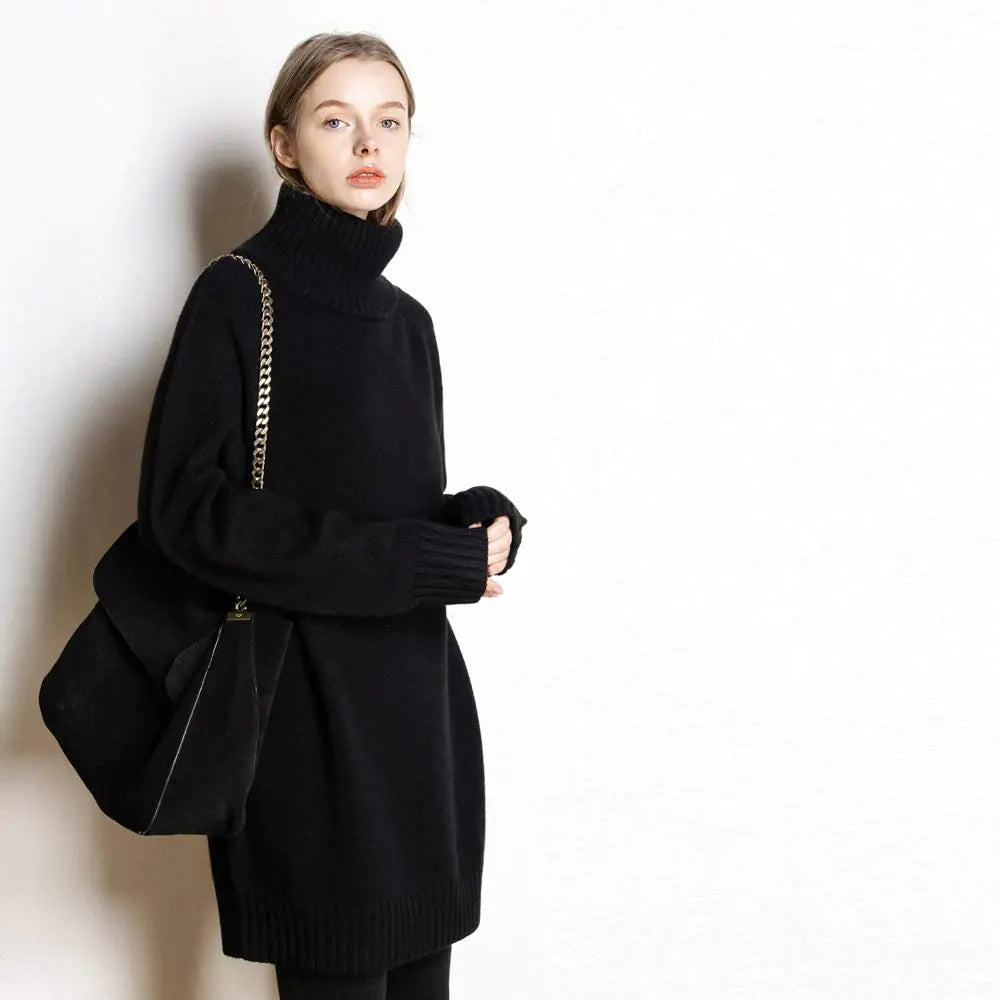 New Fall Winter Turtleneck Cashmere Sweater Dress