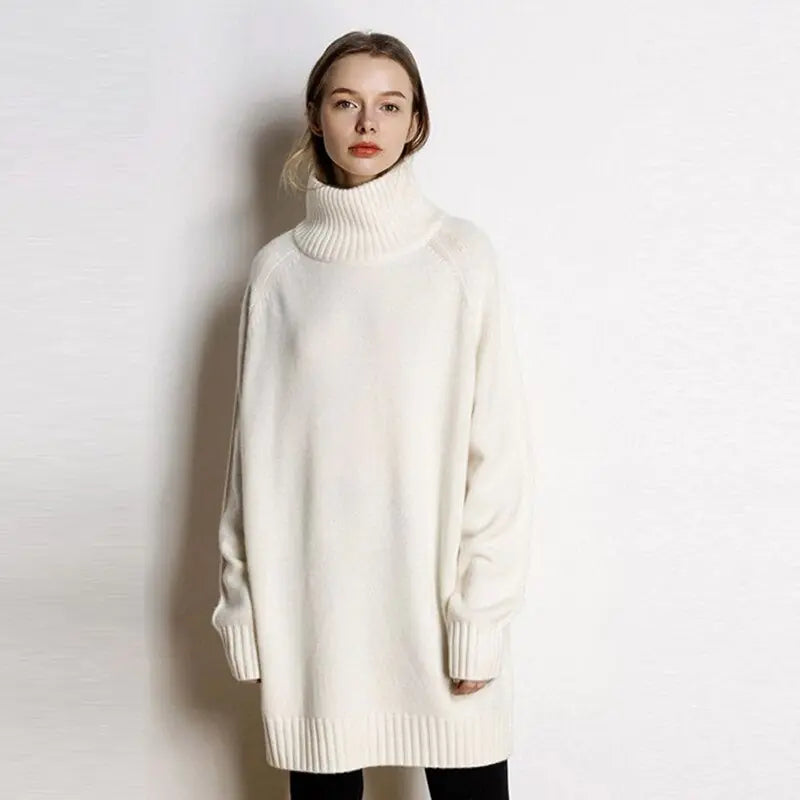 New Fall Winter Turtleneck Cashmere Sweater Dress